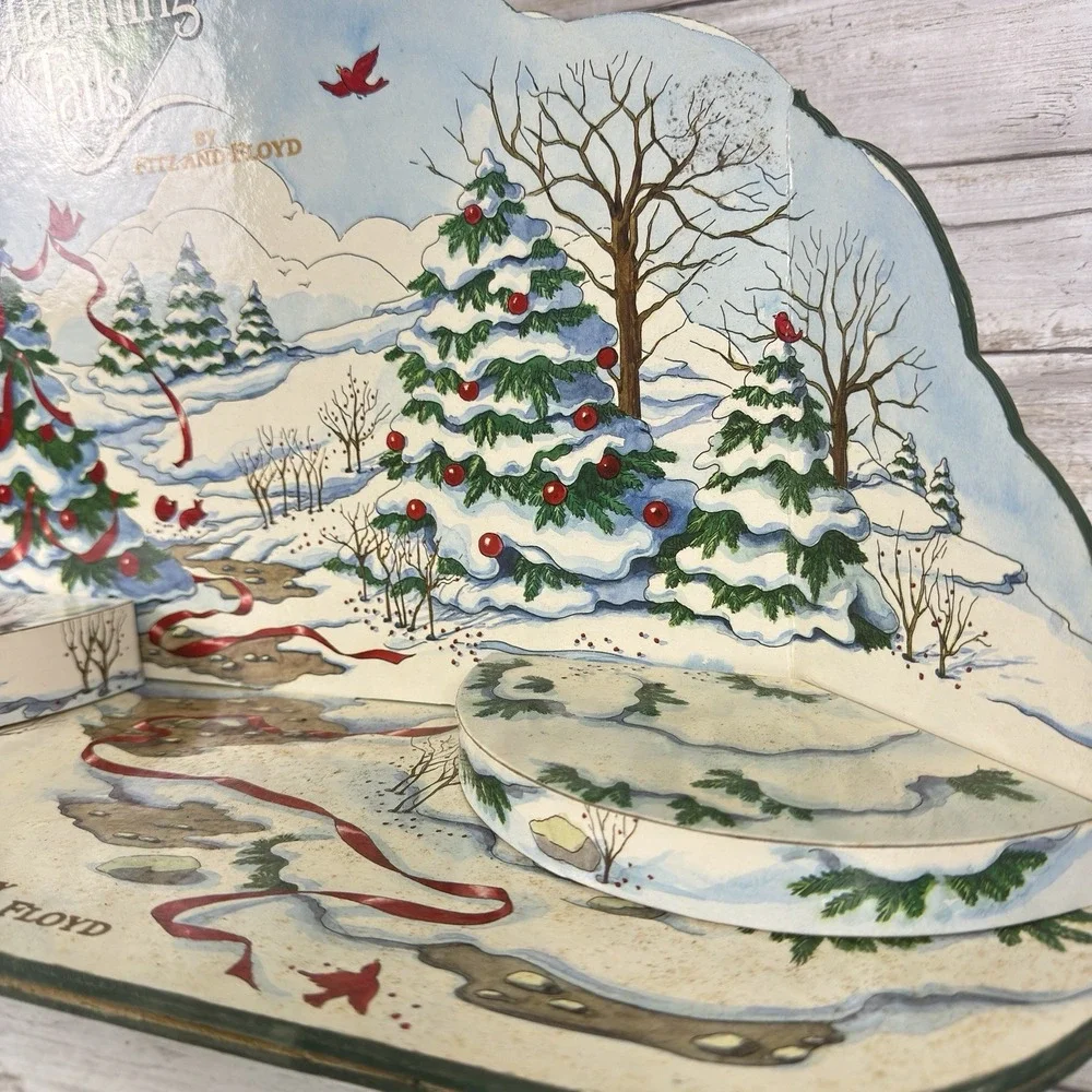 Charming Tails Fitz and Floyd Christmas Winter Display Stand‎ Background Riser